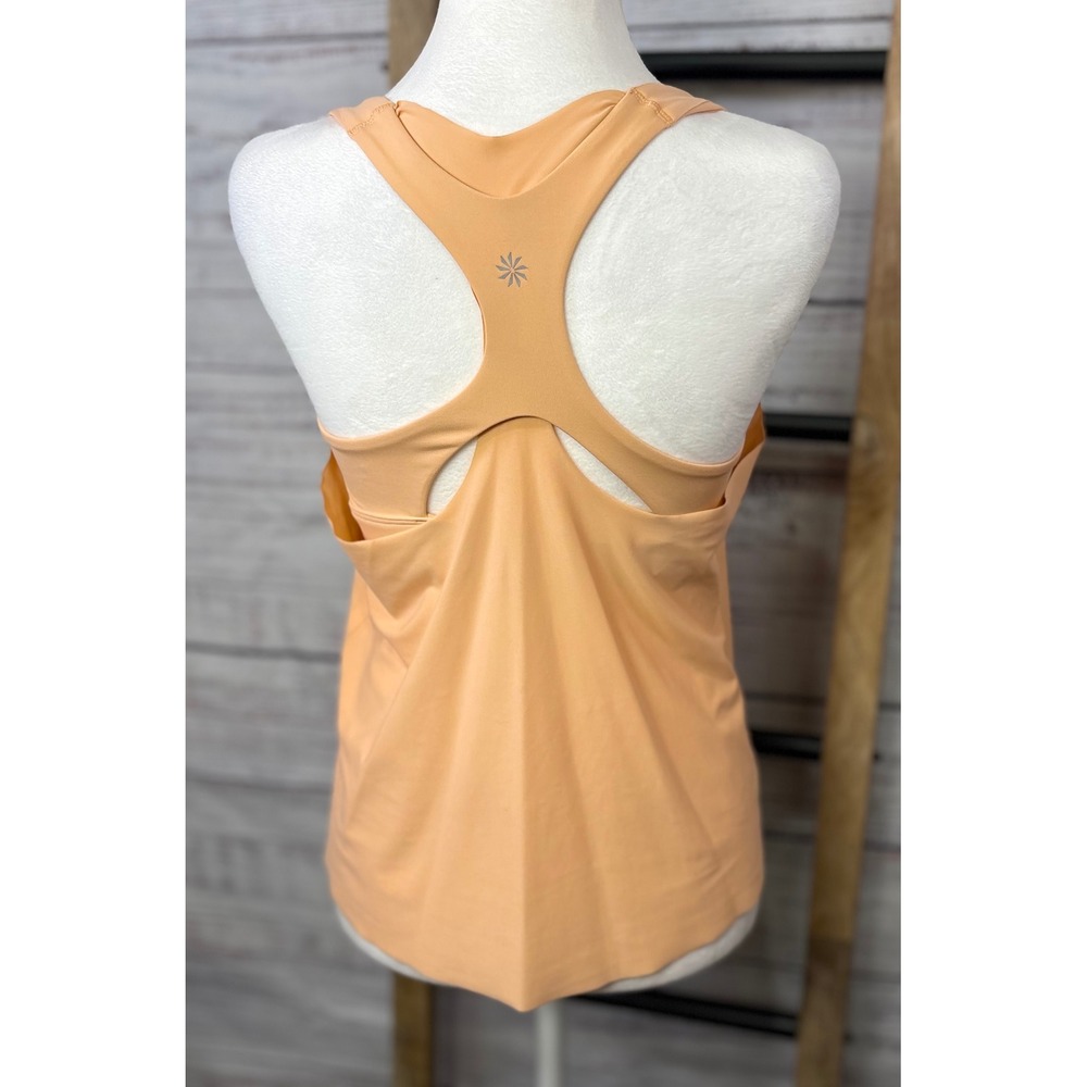 Athleta Womens Small Peach 2-in-1 Tank Top Built-In Sports Bra Racerback Yoga